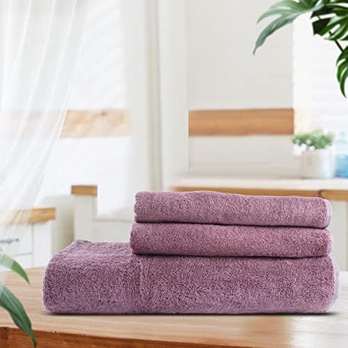 Toalha de fibra de bambu eco-haus de 3, 2 toalhas de mão e 1 toalha de banho, macio e alto absorvente