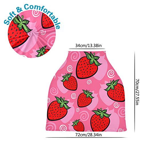 Yyzzh Red Strawberry Spiral Decor em rosa capa de assento de bebê elástico rosa Tampas de enfermagem do dossel infantil