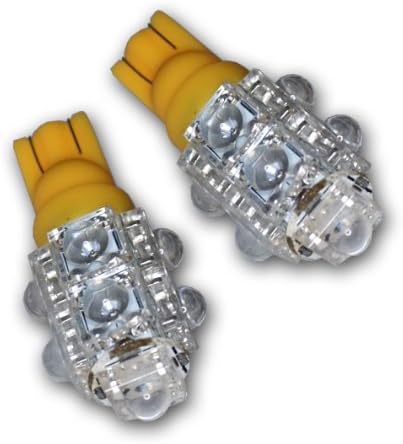 Tuningpros ledfsm-t10-y9 marcador lateral líder lâmpadas LED T10 Wedge, 9 Fluxo LED Amarelo 2-PC Conjunto