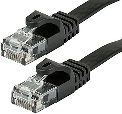 MONOPRICE CAT5E Ethernet Patch Cabo - 1 pés - preto | Cordamento de Internet em rede - RJ45, plano, encalhado, 350MHz, UTP,