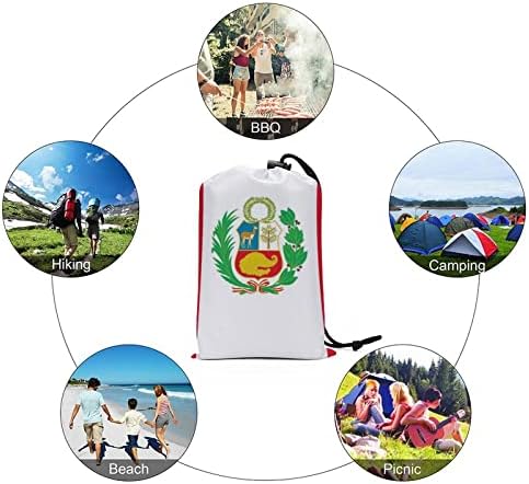 Bandeira do peruano Piquenique impermeável Mat de secagem rápida Planta de praia portátil para viagens ao ar livre com bolsa de armazenamento 59 x57