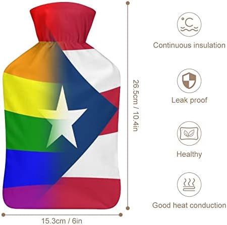 LGBT Orgulho e Porto Rico Bandeira Hot Water Bottle 1000ml Bolsa de injeção de água macia
