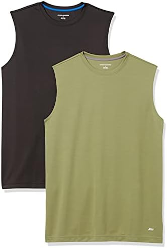 Essentials Performance Men's Tech Muscle Tank T-shirt, pacote de 2