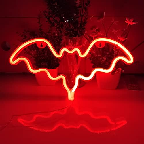 Jywj Bat Neon Sign, USB ou 3-AA Battery Light Light, Decoração de mesa de luzes LED, decoração de parede do quarto