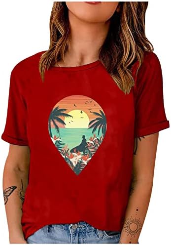 Sunshine t-shirt feminino praia coco árvores de camisa gráfica de manga curta Tops de férias de verão de verão