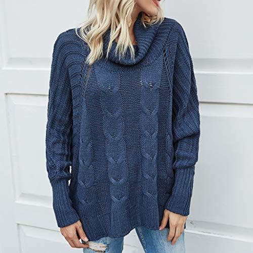 Suéteres grandes para mulheres Moda Turtleneck de manga comprida Cabô de malha de malha