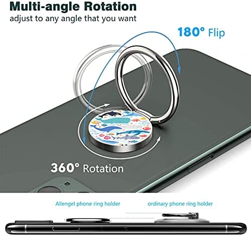 Punto do dedo do suporte do anel celular XIWATSD, Kickstand de baleia, punho de anel de metal de rotação de 360 ​​° para