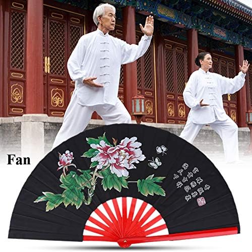ASIXX Chinese Fan, Tai Chi Arts Fan ou Kung Fu Bamboo Fan, Wushu Dance Fan feito de tecido, com pintura delicada, colorfast, luxo e elegante, adequado para treinamento de tai chi, dança