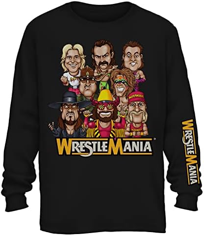 WWE WWF Legends Wrestling Shirt - WrestleMania - campeões mundiais de luta de luta longa de manga longa