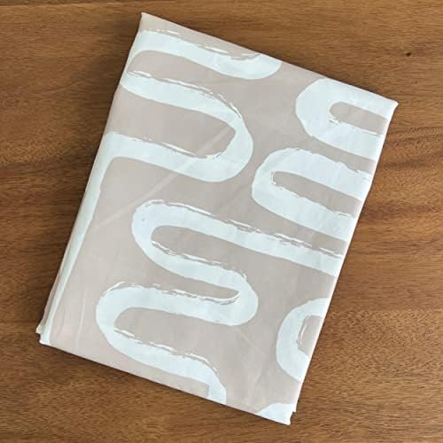 Cortina de chuveiro impressa abstrato branco bege - Padrão boho pintado à mão - decoração moderna minimalista de casa - Cortina