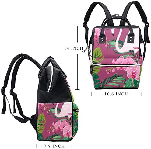 Mochila VBFOFBV Backpack, grandes sacos unissex, pacote de viagem de viagem multiuso para pais de mães, folha tropical de Flamingo
