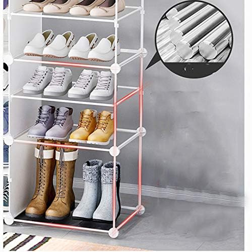 Zeelyde Rack de sapato, armazenamento 3 colunas 9 plástico de nível 54 pares de sapatos com suporte de suporte de suporte de suporte branco 126x32x141cm feliz