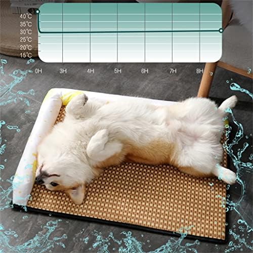 TJLSS Summer Dog Creol Bad Pet Cool Pad Rattan com almofada de travesseiro Caso de canil