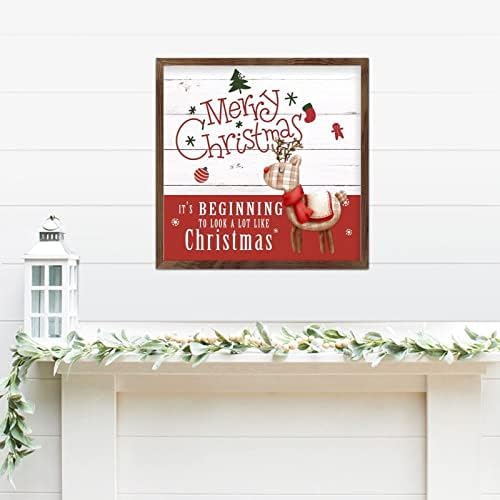 Christmas pendurando sinais de natal árvore de árvore de natal, boneco de neve pintando madeira de madeira de madeira para telha de natal para o natal para quadra de natal decoração de parede 7x7in