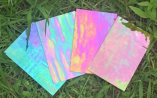 Lanyani 12 folhas de vitral iridescente folhas de vidro, pacotes de vidro de arte da catedral para embarcações de trabalho em mosaico, variado Clear+opaco+transparente transparente colorido