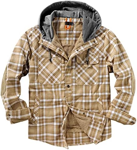 Oioloyjm 2023 Jaqueta de inverno para homens moda com calças de camisa xadrez de ladeiras acolchoadas Adicionar veludo,