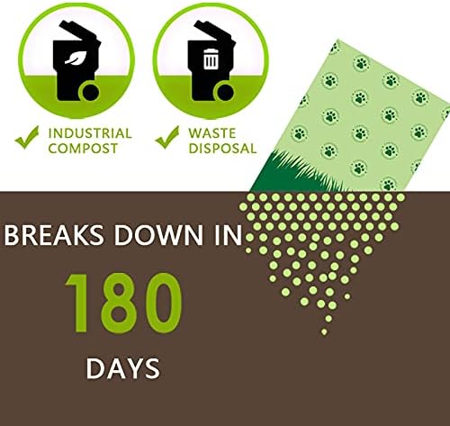 300 sacos de cocô de cães compostáveis ​​| 300 sacolas de resíduos de cães sem perfume, à base de vegetais e ecologicamente corretos
