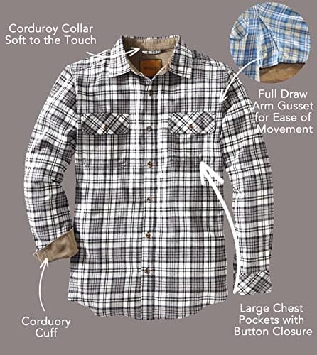 Camisa de flanela do venado para homens - camisa xadrez de flanela masculina com alcance de alcance completo