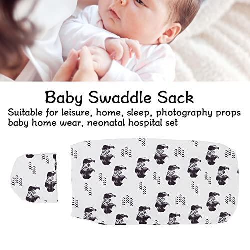 Bolsa de dormir para bebê, saco de saco elástico macio anti -Startle Baby Swaddle Chapet Hat Set