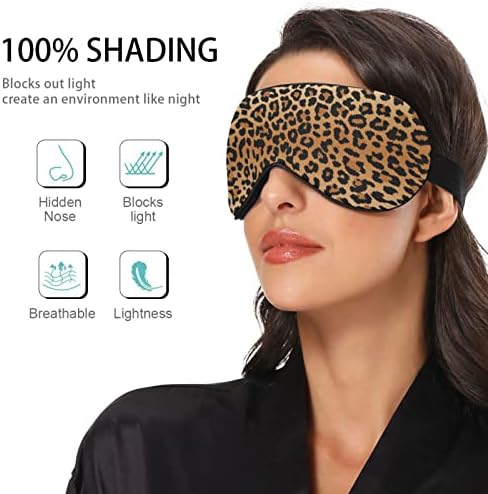 Máscara de sono com pele de leopardo para homens homens macios e confortáveis ​​máscara ocular bloqueando a mão cegada capa de olho