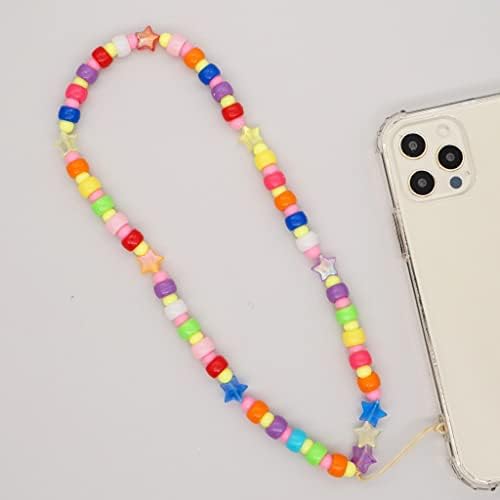 Lepsjgc bohemian étnico vento longo celular Chain Charm feminino colorido de cor corda de telefone celular