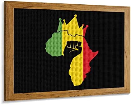 Punho preto Power On Africa Mapa Kits de pintura de diamante Figura Frame 5D DIY Drill Full Drill Rhinestone Arts Decoração de parede para adultos madeira amarela 50 * 40cm