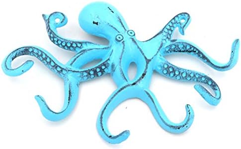 O gancho de key & parede do Magician Swimming Swimming Swimming Octopus, ferro fundido, rústico estilo vintage rústico,
