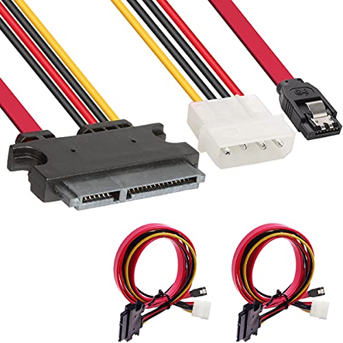 DKARDU 2 pacote SATA 22 pinos ATA serial Dados e cabo de combinação de energia, cabo de alimentação LP4 IDE de 4 pinos