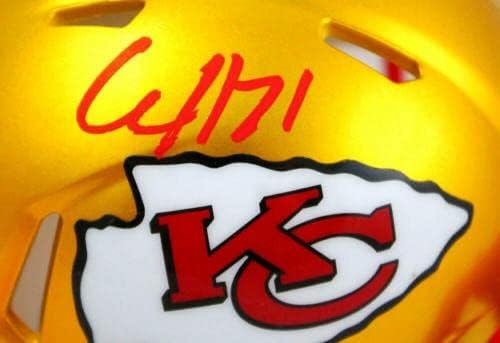 Clyde Edwards-Helaire autografou o KC Chiefs Speed ​​Flash Mini Capacete-Capacete-Beckettwholo-Mini Capacetes NFL autografados
