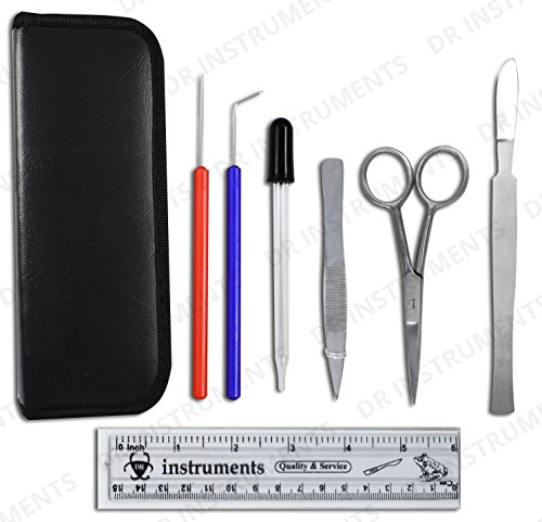 Dr Instruments 65zp Kit de dissecção Zippy, grau: 9 a 12, tesoura de precisão de aço inoxidável e bisturi super nítido, caixa concisa com zíper