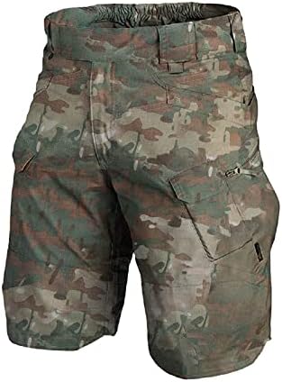 Wenkomg1 shorts táticos de homens, troncos militares de joelhos sólidos ripstop ripstop multi-bockets de carga de carga