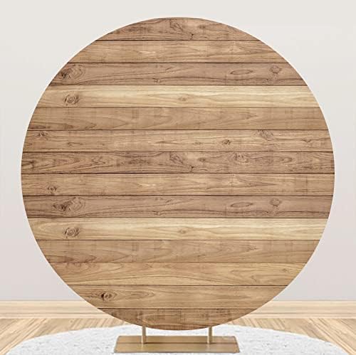 LaeAcco 7x7ft madeira redonda cenário de cenário poliéster rústico de madeira marrom círculo de parede de madeira cenário de madeira