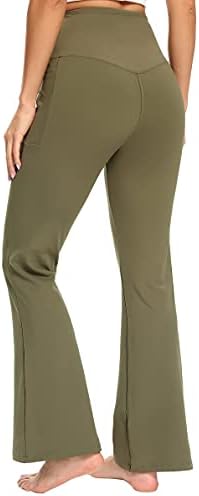 Calças de ioga de bootcut de cakcton para mulheres com calças de treino de cintura alta de bolso calças esportivas de controle de barriga