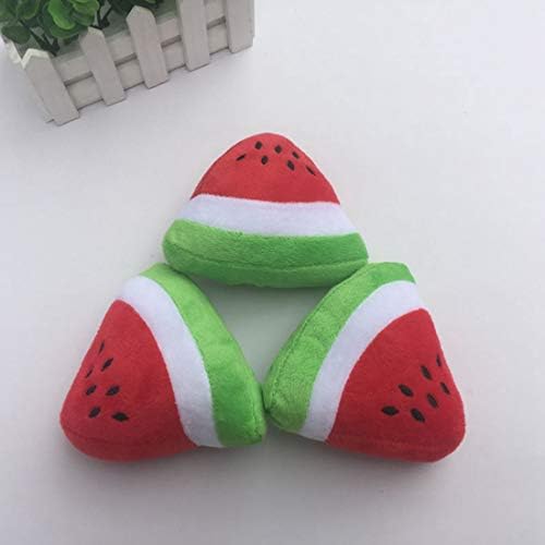 Pet Dog Squeaky Plush Toy, Triangle Watermelon dentes de limpeza de brinquedos macios e macios para buscar cachorro,