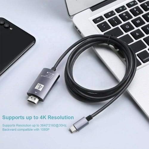Cabo de ondas de caixa compatível com asus ExpertBook B5 - SmartDisplay Cable - USB tipo C para HDMI, Cabo USB C/HDMI para ASUS ExpertBook B5 - Jet Black