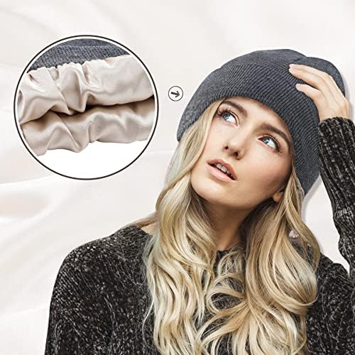 Girada de cetim de cetim de Zando para mulheres Knit Beanies Womens Winter Beanies for Women Hats for Men Cuffed Skull Cap