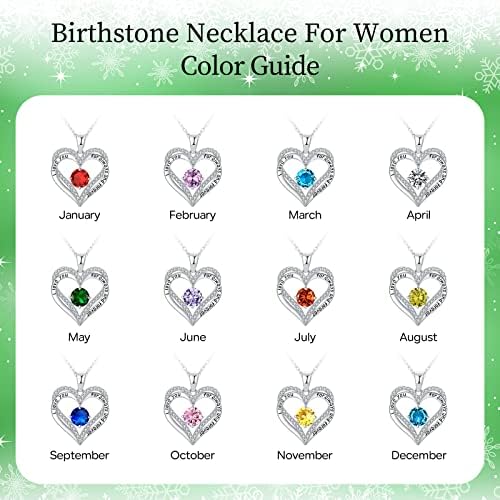 Dfunh Heart Birthstone Colares para mulheres, 925 colar de pendente de prata esterlina para meninas aniversário de aniversário do