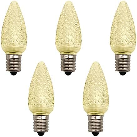 YZXZL 25 PACK C9 LED DE LED DE SHATERAÇÃO DIMMÁVEL, Base intermediária E17, lâmpada de corda de natal de substituição C9, lâmpada resistente à pausa ao ar livre