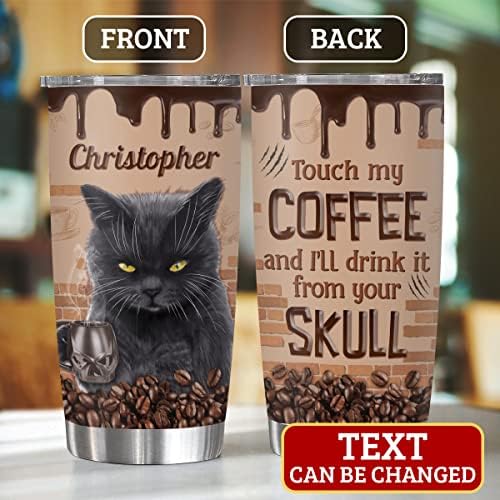 Winorax personalizado copo de gato para homens homens 20 oz 30 oz de aço inoxidável Tumbllers isolados Cats pretos personalizados