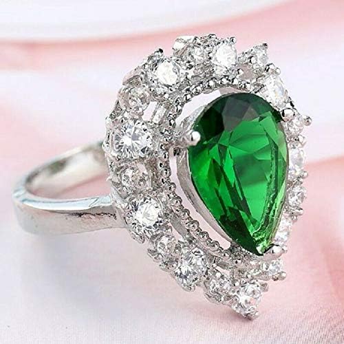 Jóias para mulheres antigas de pilotas antigas 925 PRATA EMERALD E SAPPHIRE BRANCO RING PRESENTE DE CASAMENTO PRESENTE