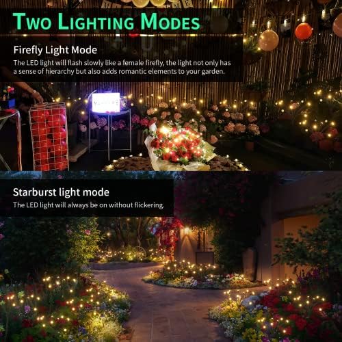 Luzes de jardim solar 4-Pack 11 LEDs com Firefly Flash & Starburst Light Mode, Firefly Garden luz