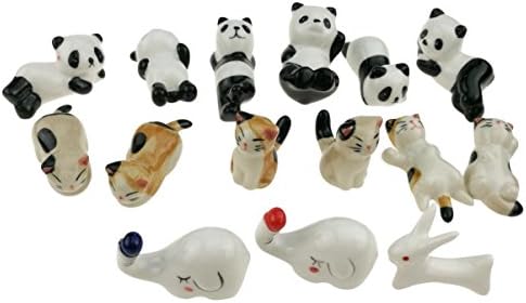 Conjunto de 15 artesanato com padrão de cerâmica de cerâmica Posto de pauzinho Stand panda gato elefante coelho para faca