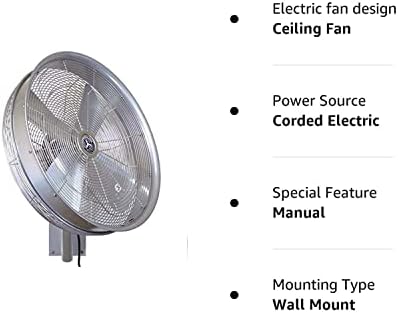 Ventilador com classificação externa montada na parede oscilante hidromista, controle de 3 velocidades em cordão, lâmina de ventilador,