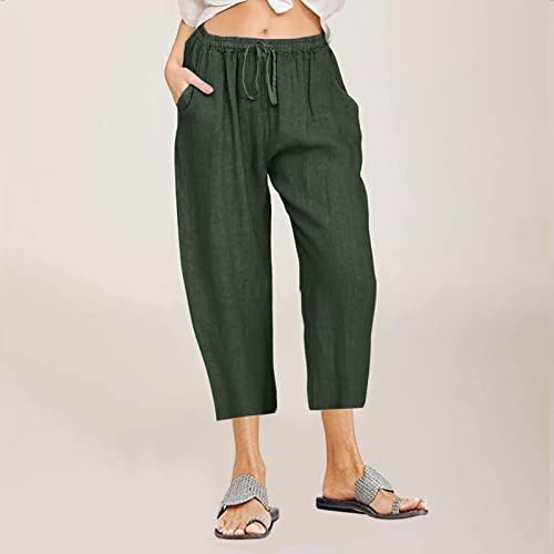 Styesh Capris for Women Casual Summer, calça de linho de linho com cintura alta calças de moletom de ioga solta com bolsos