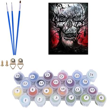 Acengxi Paint by Numbers Halloween Diy Paint by Numbers Kits Skull Diy Paint By Numbers Skull Acrílico Pintura Decoração
