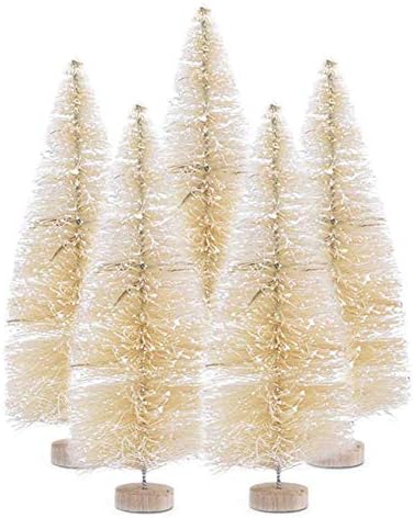 OEEY 20 PCS Desktop Miniature Christmas Trees Mini Pinheiro, escova de garrafas árvores de neve sisal árvores de geada para festas