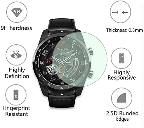 Protetor de tela de relógio shuaxi compatível com Ticwatch Pro/Pro 2020, filme de vidro temperado anti-arranhão de alta definição e caso de silicone,