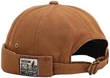 Capas de manguito grosso de grossa unissex para homens lavados algodão retro trabalhador chapéu de punho laminado sem viseira marinheiro pescador chapéu