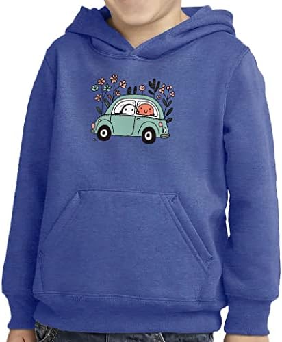 Hoodie de pulôver floral para criança - capuz de lã de esponja gráfico de carros - capuz impresso para crianças