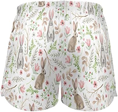 Orencol Rabbit Florals Pijama feminino Shorts Páscoa Bunny Flores Folhas Lounge Sleep Bottom With Pockets S-XXL